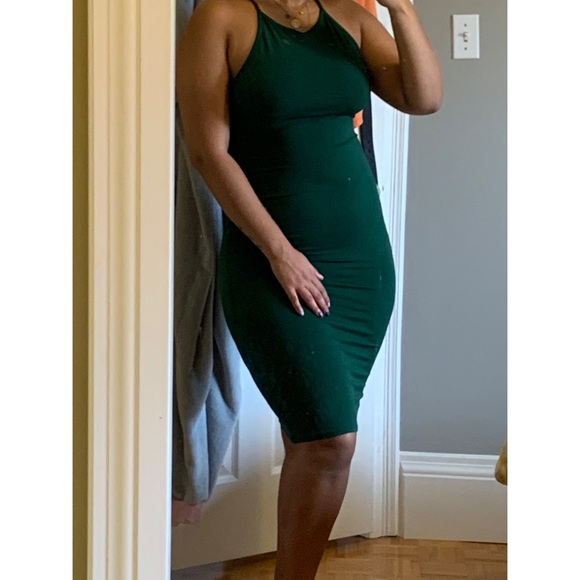 Green bodycon midi dress
